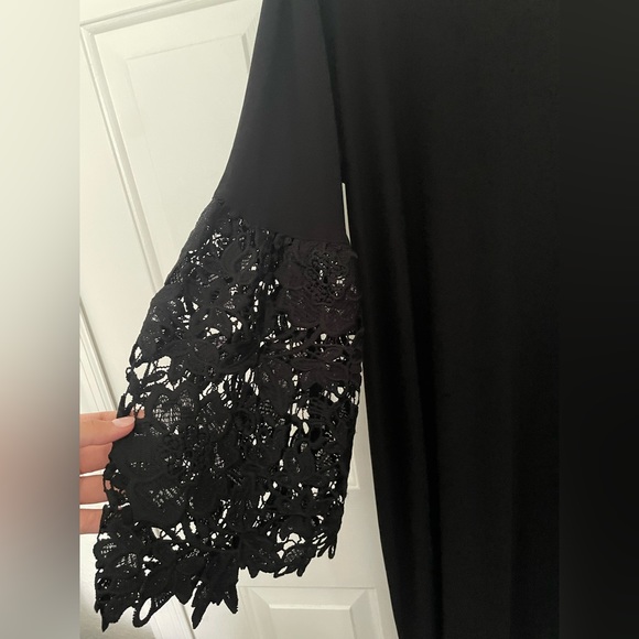 NWOT Alfani Black Shift Dress with Lace Bell Sleeves - Picture 7 of 10